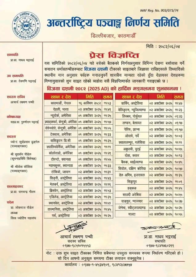 Auspicious Dashain Tika 2025